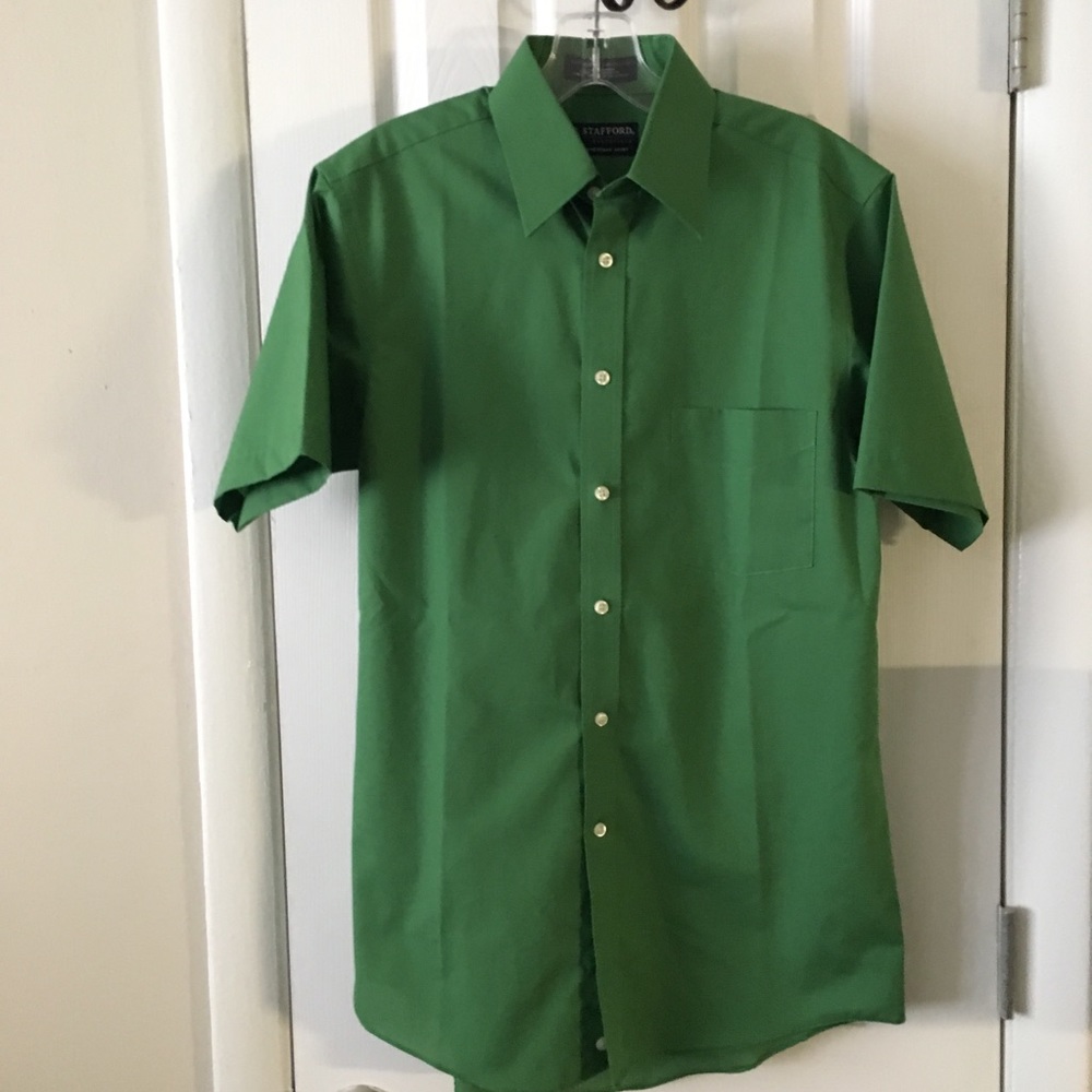 Stafford Essentials Green short sleeve classic fit